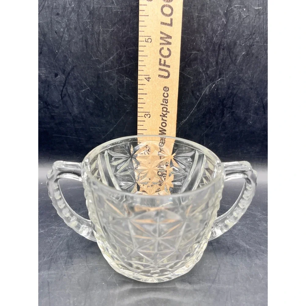 Vintage 1960s Retired Anchor Hocking Stars & Bars Open Sugar Bowl &‎ Creamer